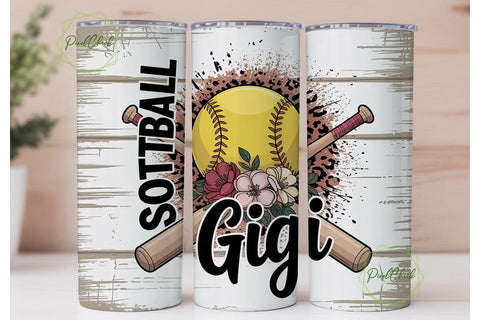 Softball Gigi 20oz Tumbler Wrap Sublimation PixelChick 