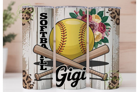 Softball Gigi 20oz Tumbler Wrap Sublimation PixelChick 