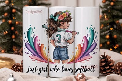 Softball Girl 20oz Tumbler Wrap Sublimation DesignSVG 