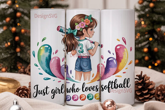 Softball Girl 20oz Tumbler Wrap Sublimation DesignSVG 