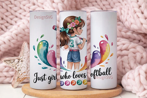 Softball Girl 20oz Tumbler Wrap Sublimation DesignSVG 