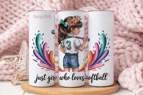 Softball Girl 20oz Tumbler Wrap Sublimation DesignSVG 