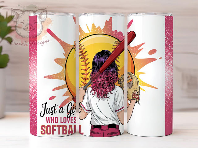 Softball Girl Just A Girl Tumbler Wrap, Just A Girl Tumbler Wrap, Loves Softball Sublimation, Sports Girl Tumbler, Cute Softball Design, Softball Player Gift, Athletic Girl Tumbler Sublimation Lara' s Designs 