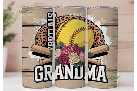 Softball Grandma 20oz Tumbler Wrap Sublimation PixelChick 