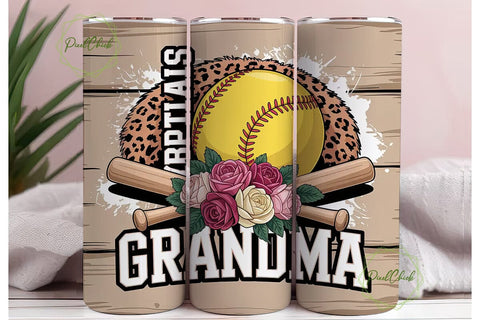 Softball Grandma 20oz Tumbler Wrap Sublimation PixelChick 
