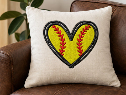 Softball Heart Embroidery Design, Softball Love Machine Embroidery File, Sports Mom Shirt Design, Softball Lover PES DST JEF Embroidery/Applique DESIGNS DesignDestine 