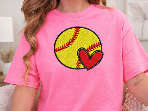 Softball Heart Embroidery Design, Sports Ball Embroidery, Girls Softball Machine Embroidery File, Team Mom Embroidery Gift Embroidery/Applique DESIGNS DesignDestine 