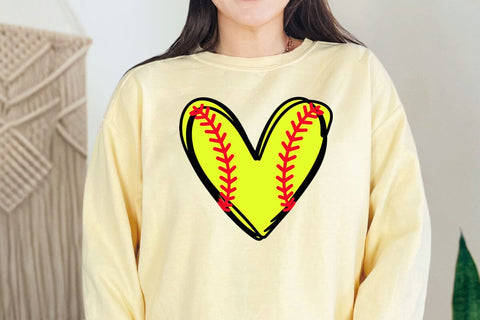 Softball Heart Svg, Baseball Svg, Red Stitch, Softball Cheer Mom Shirt, Doodle Heart SVG DesignDestine 