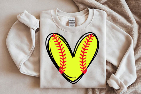 Softball Heart Svg, Baseball Svg, Red Stitch, Softball Cheer Mom Shirt, Doodle Heart SVG DesignDestine 