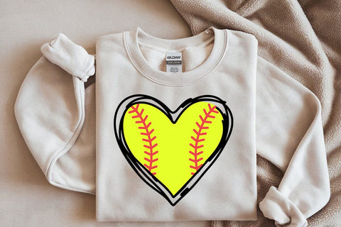 Softball Heart Svg, Baseball Svg, Red Stitch, Softball Cheer Mom Shirt, Doodle Heart SVG DesignDestine 