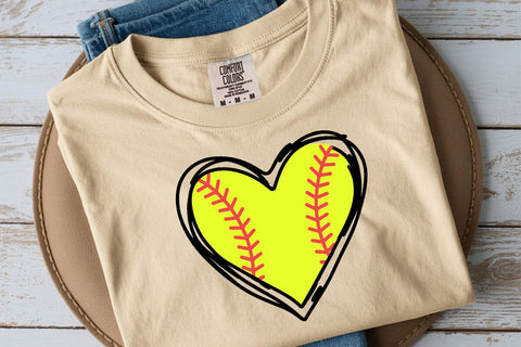 Softball Heart Svg, Baseball Svg, Red Stitch, Softball Cheer Mom Shirt, Doodle Heart SVG DesignDestine 