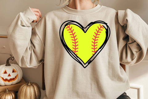 Softball Heart Svg, Baseball Svg, Red Stitch, Softball Cheer Mom Shirt, Doodle Heart SVG DesignDestine 