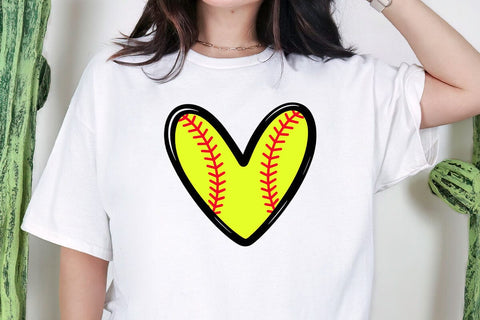 Softball Heart Svg, Baseball Svg, Red Stitch, Softball Cheer Mom Shirt, Doodle Heart SVG DesignDestine 
