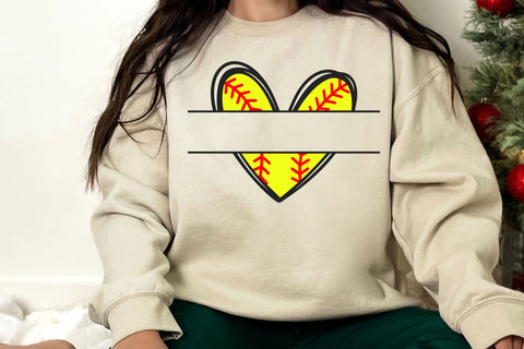 Softball Heart Svg, Red Stitch Svg, Softball T-shirt, Cheer Mom Svg, Game Day Vibes Svg SVG DesignDestine 