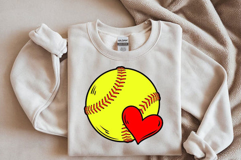 Softball Heart Svg, Red Stitch Svg, Softball T-shirt, Cheer Mom Svg, Game Day Vibes Svg SVG DesignDestine 