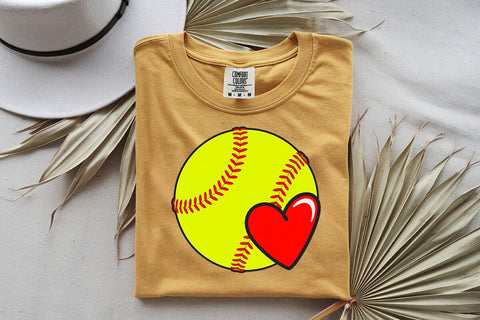 Softball Heart Svg, Red Stitch Svg, Softball T-shirt, Cheer Mom Svg, Game Day Vibes Svg SVG DesignDestine 
