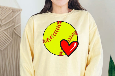 Softball Heart Svg, Red Stitch Svg, Softball T-shirt, Cheer Mom Svg, Game Day Vibes Svg SVG DesignDestine 