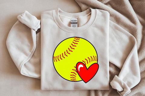 Softball Heart Svg, Red Stitch Svg, Softball T-shirt, Cheer Mom Svg, Game Day Vibes Svg SVG DesignDestine 