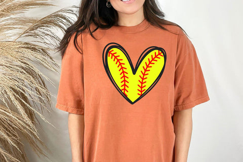 Softball Heart Svg, Red Stitch Svg, Softball T-shirt, Cheer Mom Svg, Game Day Vibes Svg SVG DesignDestine 
