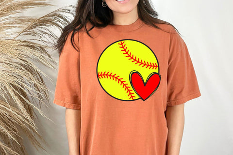 Softball Heart Svg, Red Stitch Svg, Softball T-shirt, Cheer Mom Svg, Game Day Vibes Svg SVG DesignDestine 