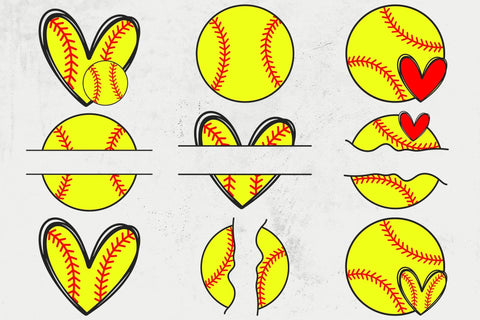 Softball Heart Svg, Red Stitch Svg, Softball T-shirt, Cheer Mom Svg, Game Day Vibes Svg SVG DesignDestine 