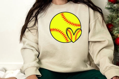 Softball Heart Svg, Red Stitch Svg, Softball T-shirt, Cheer Mom Svg, Game Day Vibes Svg SVG DesignDestine 