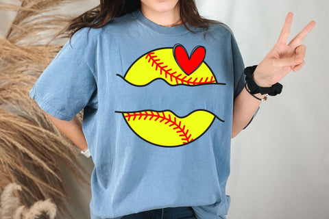 Softball Heart Svg, Red Stitch Svg, Softball T-shirt, Cheer Mom Svg, Game Day Vibes Svg SVG DesignDestine 