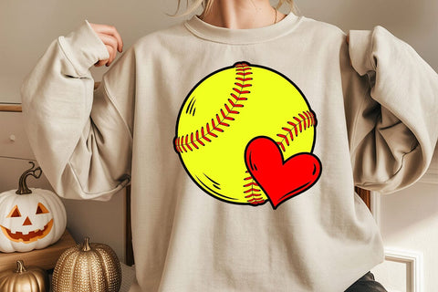 Softball Heart Svg, Red Stitch Svg, Softball T-shirt, Cheer Mom Svg, Game Day Vibes Svg SVG DesignDestine 