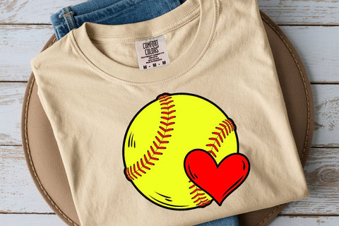 Softball Heart Svg, Red Stitch Svg, Softball T-shirt, Cheer Mom Svg, Game Day Vibes Svg SVG DesignDestine 