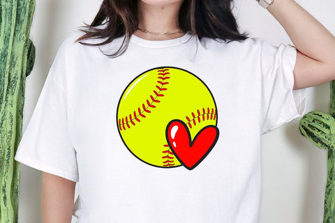 Softball Heart Svg, Red Stitch Svg, Softball T-shirt, Cheer Mom Svg, Game Day Vibes Svg SVG DesignDestine 