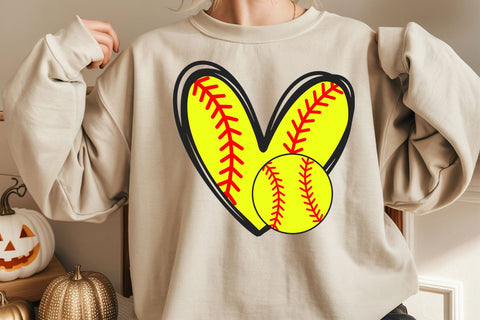 Softball Heart Svg, Red Stitch Svg, Softball T-shirt, Cheer Mom Svg, Game Day Vibes Svg SVG DesignDestine 