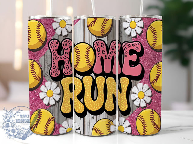 Softball Home Run Game Day Tumbler, Baseball Game Day Gift, Home Run Hitter Design, Dugout Celebration Wrap, Softball MVP Sublimation, Sports Fan Tumbler, Championship Game Present Sublimation ToriDesigns 