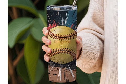 Softball Impact 20oz Tumbler Wrap Sublimation DesignSVG 