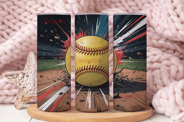 Softball Impact 20oz Tumbler Wrap Sublimation DesignSVG 