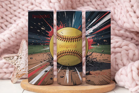 Softball Impact 20oz Tumbler Wrap Sublimation DesignSVG 