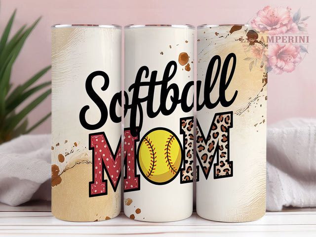 Softball Leopard 20oz Tumbler Wrap, Leopard Print Tumbler, 20oz Sublimation Wrap, Sports Mom Gift, Softball Heart Design, Animal Print Drinkware, Game Day Tumbler Sublimation Li Zamperini 