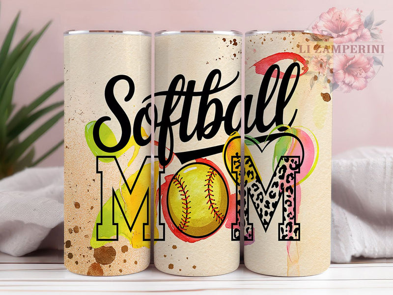 Softball Leopard 20oz Tumbler Wrap, Leopard Print Tumbler, 20oz Sublimation Wrap, Sports Mom Gift, Softball Heart Design, Animal Print Drinkware, Game Day Tumbler Sublimation Li Zamperini 