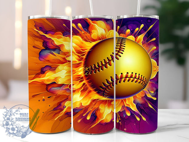 Softball Life 20oz Skinny Tumbler, Baseball Lover Tumbler Png, Straight & Tapered Tumbler Wrap, Instant Digital Download Sublimation ToriDesigns 