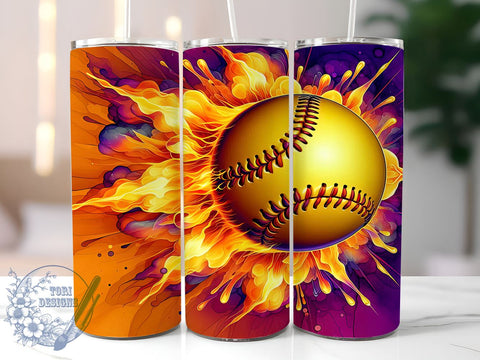 Softball Life 20oz Skinny Tumbler, Baseball Lover Tumbler Png, Straight & Tapered Tumbler Wrap, Instant Digital Download Sublimation ToriDesigns 