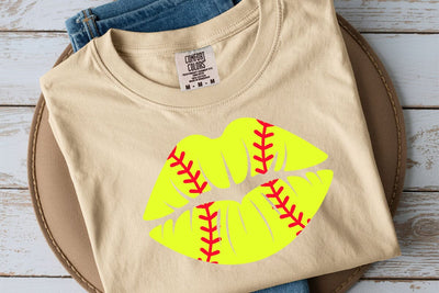 Softball Lips Svg, Softball Kiss Svg, Softball Mom shirt, Distressed Lips, Red Stitch SVG DesignDestine 