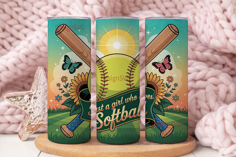 Softball Lover Tumbler Wrap Sublimation DesignSVG 