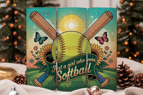 Softball Lover Tumbler Wrap Sublimation DesignSVG 