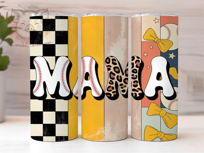 Softball Mama 20oz Tumbler, Sports Mom Quote, Athletic Lifestyle Design, Cheerful Woman Illustration, Vintage Retro Style, Sublimation Tumbler Wrap, 20oz Tumbler Sublimation Lara' s Designs 