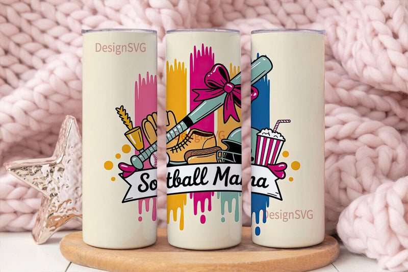 Softball Mama 20oz Tumbler Wrap Sublimation DesignSVG 
