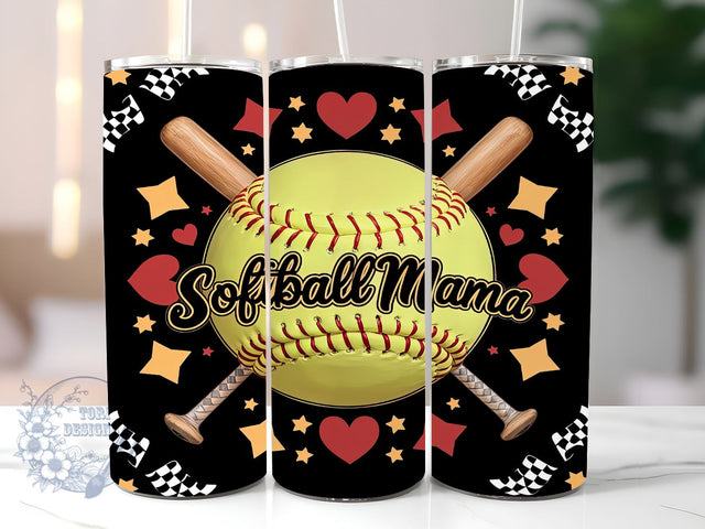 Softball Mama Inflated 20oz Skinny Tumbler, Softball Mom Tumbler Png, Straight & Tapered Tumbler Wrap, Instant Digital Download Sublimation ToriDesigns 