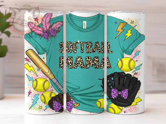 Softball Mama Leopard Print 20oz Tumbler, Leopard Print Tumbler, 20oz Sublimation Wrap, Sports Mom Gift, Animal Print Softball Tumbler, Team Spirit Drinkware, Softball Mom Gift Sublimation Lara' s Designs 