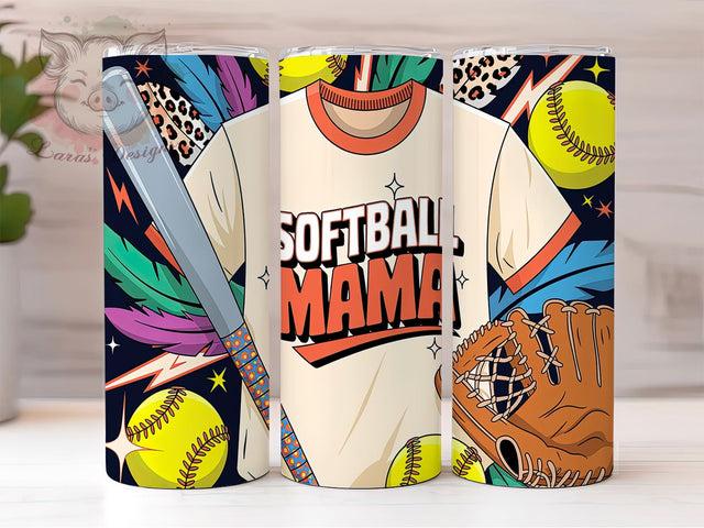 Softball Mama Leopard Print 20oz Tumbler, Leopard Print Tumbler, 20oz Sublimation Wrap, Sports Mom Gift, Animal Print Softball Tumbler, Team Spirit Drinkware, Softball Mom Gift Sublimation Lara' s Designs 