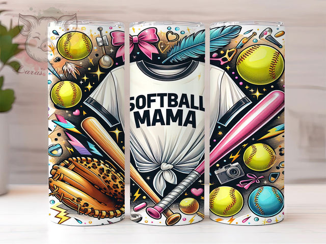 Softball Mama Leopard Print 20oz Tumbler, Leopard Print Tumbler, 20oz Sublimation Wrap, Sports Mom Gift, Animal Print Softball Tumbler, Team Spirit Drinkware, Softball Mom Gift Sublimation Lara' s Designs 