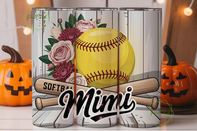Softball Mimi 20oz Tumbler Wrap Sublimation PixelChick 