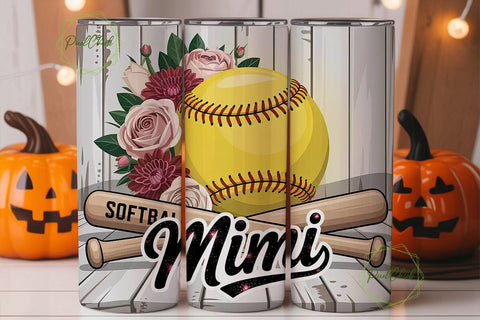 Softball Mimi 20oz Tumbler Wrap Sublimation PixelChick 